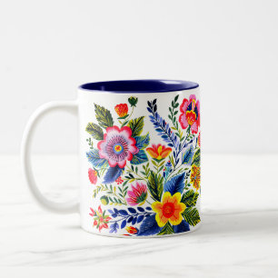 Tasse 2 Couleurs Conception de broderie en fil faux fleurs vives
