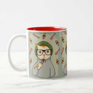 Tasse 2 Couleurs Conception de chat amateur de sushi gourmet