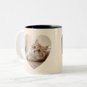 Tasse 2 Couleurs Conception de chat en forme de cœur (Devant gauche)