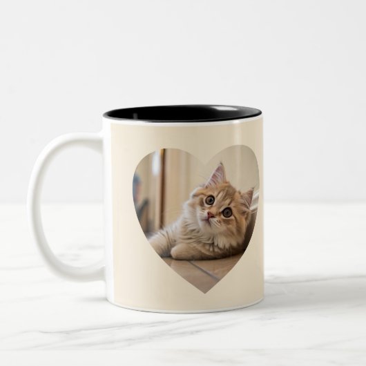 Tasse 2 Couleurs Conception de chat en forme de cœur (Gauche)