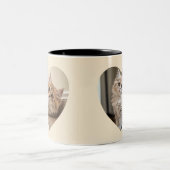 Tasse 2 Couleurs Conception de chat en forme de cœur (Centre)