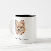 Tasse 2 Couleurs Conception de chien Poméranie (Devant gauche)