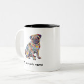 Tasse 2 Couleurs Conception de chien Pug mignon (Devant gauche)