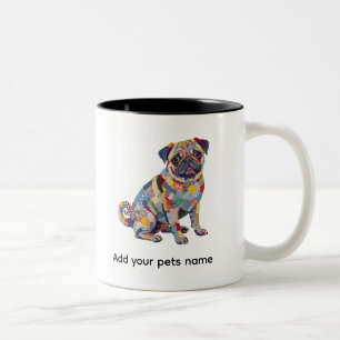 Tasse 2 Couleurs Conception de chien Pug mignon