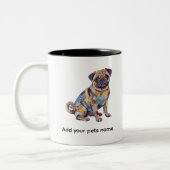 Tasse 2 Couleurs Conception de chien Pug mignon (Gauche)
