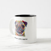 Tasse 2 Couleurs Conception de chien Pug mignon (Devant gauche)