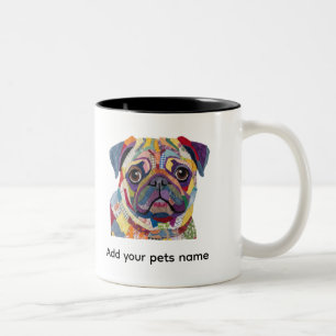 Tasse 2 Couleurs Conception de chien Pug mignon