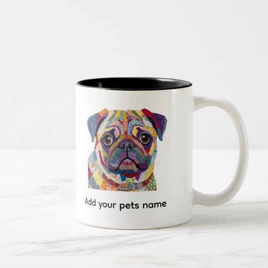 Tasse 2 Couleurs Conception de chien Pug mignon (Droit)