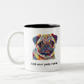Tasse 2 Couleurs Conception de chien Pug mignon (Gauche)