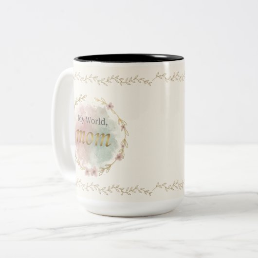 Tasse 2 Couleurs Conception de design à l'aquarelle de fleurs éléga (Devant gauche)
