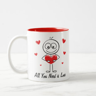 Tasse 2 Couleurs Conception de figure bâton mignonne tout ce dont v