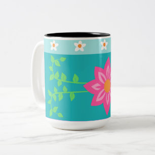 Tasse 2 Couleurs Conception de fleurs vibrantes en fleurs