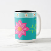Tasse 2 Couleurs Conception de fleurs vibrantes en fleurs (Devant droit)