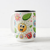 Tasse 2 Couleurs Conception de fond transparente avec des fleurs co (Devant gauche)
