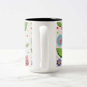 Tasse 2 Couleurs Conception de fond transparente avec des fleurs co
