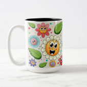 Tasse 2 Couleurs Conception de fond transparente avec des fleurs co (Gauche)