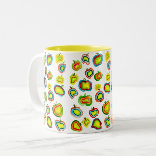 Tasse 2 Couleurs Conception de fruit d'aquarelle pomme funky (Devant gauche)