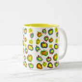 Tasse 2 Couleurs Conception de fruit d'aquarelle pomme funky (Devant droit)