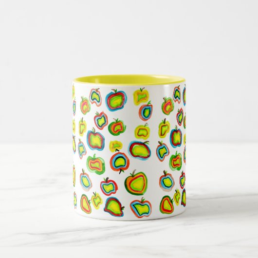 Tasse 2 Couleurs Conception de fruit d'aquarelle pomme funky (Centre)