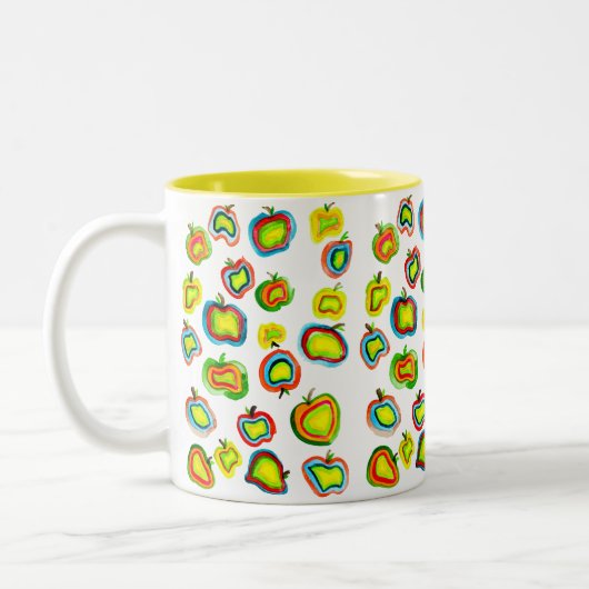 Tasse 2 Couleurs Conception de fruit d'aquarelle pomme funky (Gauche)