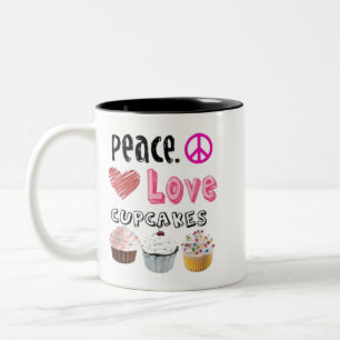 Tasse 2 Couleurs Conception de gâteaux Peace Love Cupcakes