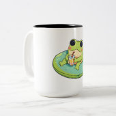 Tasse 2 Couleurs Conception de grenouille chibi mignonne journée d' (Devant gauche)