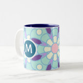 Tasse 2 Couleurs Conception de lettre de monogramme de mandala flor (Devant gauche)