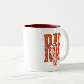 Tasse 2 Couleurs Conception de linogravure de main de squelette Hal (Devant droit)