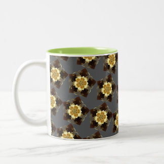 Tasse 2 Couleurs Conception de mandala florale dorée de luxe orneme