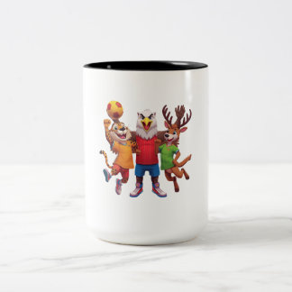 Tasse 2 Couleurs Conception de mascotte de dessin animé d'équipe de