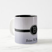 Tasse 2 Couleurs Conception de monogramme exécutif - Acier de bross (Devant gauche)