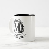 Tasse 2 Couleurs Conception de monogramme floral (Devant gauche)