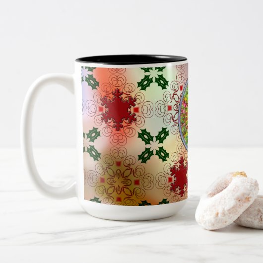 Tasse 2 Couleurs Conception de Noël moche (Avec donut)