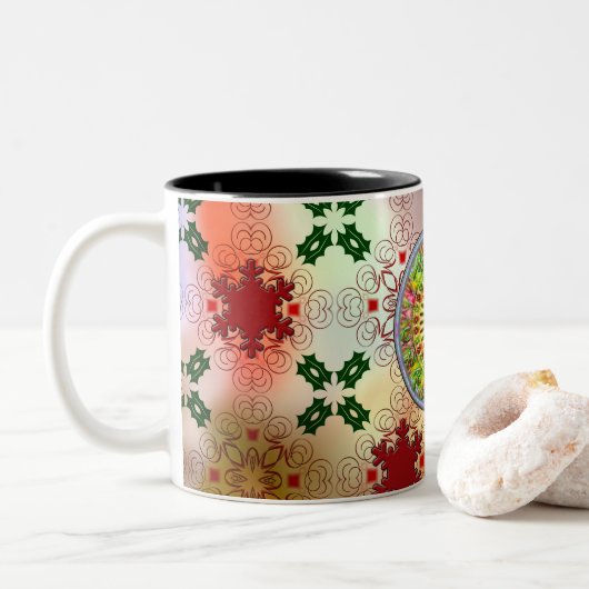 Tasse 2 Couleurs Conception de Noël moche (Avec donut)