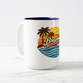 Tasse 2 Couleurs Conception de nom Brandon Retro Sunset (Devant gauche)