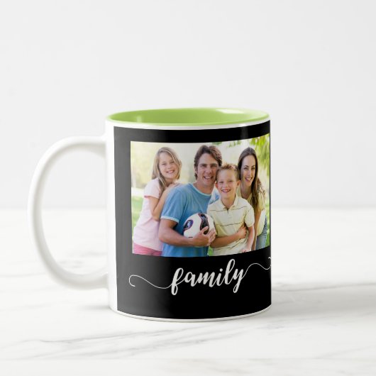 Tasse 2 Couleurs Conception de photos familiales (Gauche)