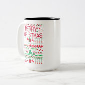 Tasse 2 Couleurs Conception de pull moche de Noël (Devant gauche)