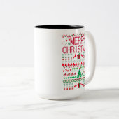 Tasse 2 Couleurs Conception de pull moche de Noël (Devant droit)