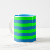 Tasse 2 Couleurs Conception de rayures bleues et vertes (Devant gauche)
