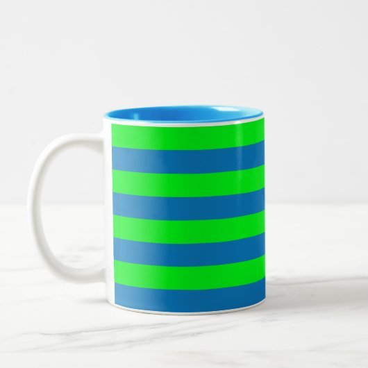 Tasse 2 Couleurs Conception de rayures bleues et vertes (Gauche)