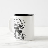 Tasse 2 Couleurs Conception de squelette de batteur fou (Devant gauche)