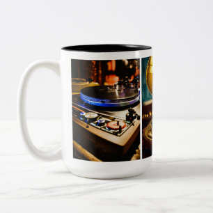 Tasse 2 Couleurs Conception de T-Shirt de DJ de Jazz Vintage Disq