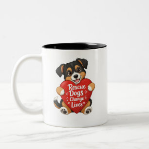 Tasse 2 Couleurs Conception de typographie de cœur Les chiens rende