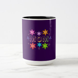 Tasse 2 Couleurs Conception de typographie maman, texte d'art de ci