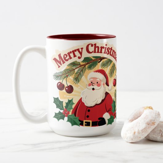 Tasse 2 Couleurs Conception de vacances de Noël joyeux (Avec donut)
