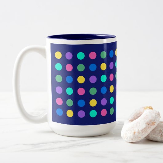 Tasse 2 Couleurs Conception de vaisselle à points géométriques colo (Avec donut)