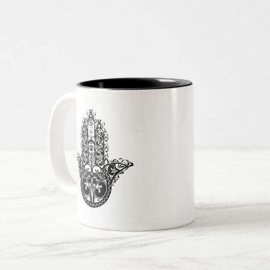 Tasse 2 Couleurs Conception décorative de Hamsa (Devant gauche)