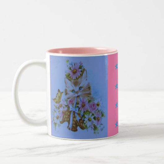 Tasse 2 Couleurs Conception d'un chaton mignon avec arc (Gauche)