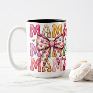 Tasse 2 Couleurs Conception empilée Mama à nœud papillon rétro