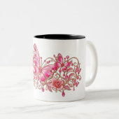 Tasse 2 Couleurs Conception Florale Papillon Rose (Devant droit)